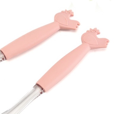 Phới dẹt và chổi quét dầu ăn hình con gà, Set 2 chiếc màu hông