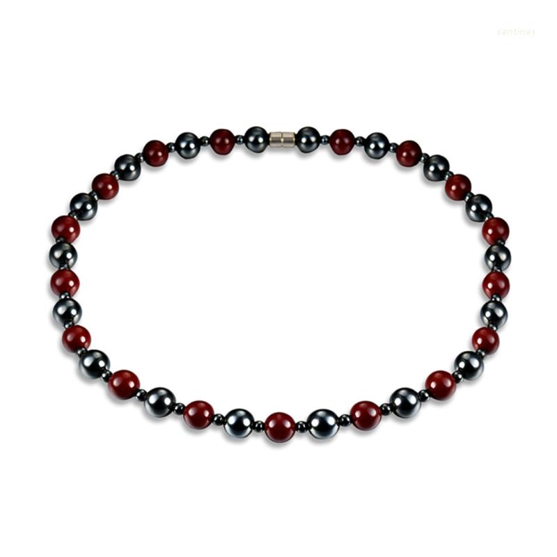 Vòng cổ hạt hematite từ tính màu đỏ đen chăm sóc sức khỏe thời trang cho nam và nữ