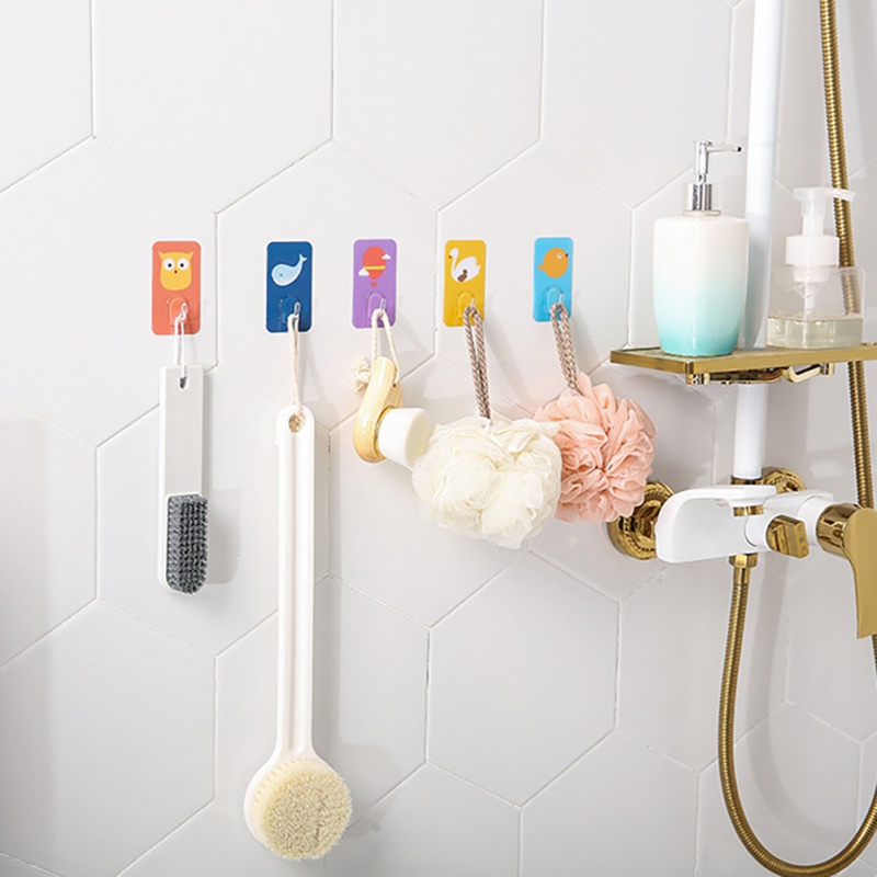 Bộ 10 Móc Dán Tường Không Cần Khoan Hình Hoạt Hình Dễ Thương
