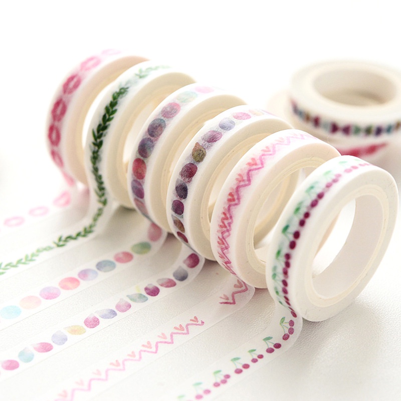 Băng keo giấy washi tape họa tiết dễ thương nhỏ xinh dùng trang trí album sổ tay lưu niệm