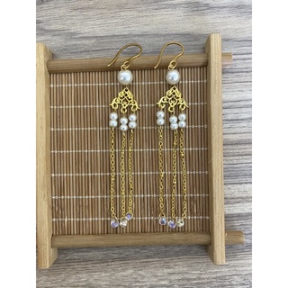 Bông tai hạt trai dài/ Phụ kiện Việt Phục/ Phụ kiện cổ phục