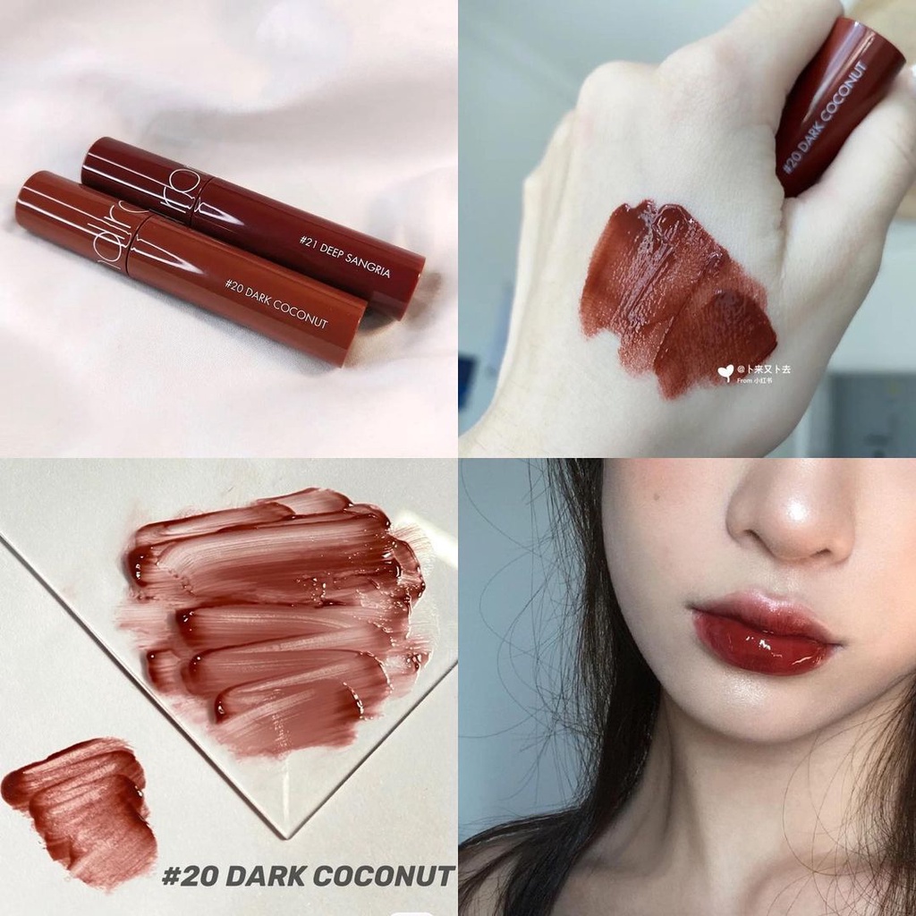 [Mẫu Mới] Son Kem Bóng Romand Màu Đỏ Nâu Tây Juicy Velvet Tint 20 Dark Coconut