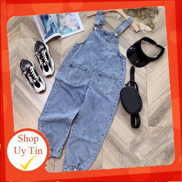 Yếm quần jean dài rách HANOIJEAN - Quần yếm nữ phong cách hàn quốc | BigBuy360 - bigbuy360.vn