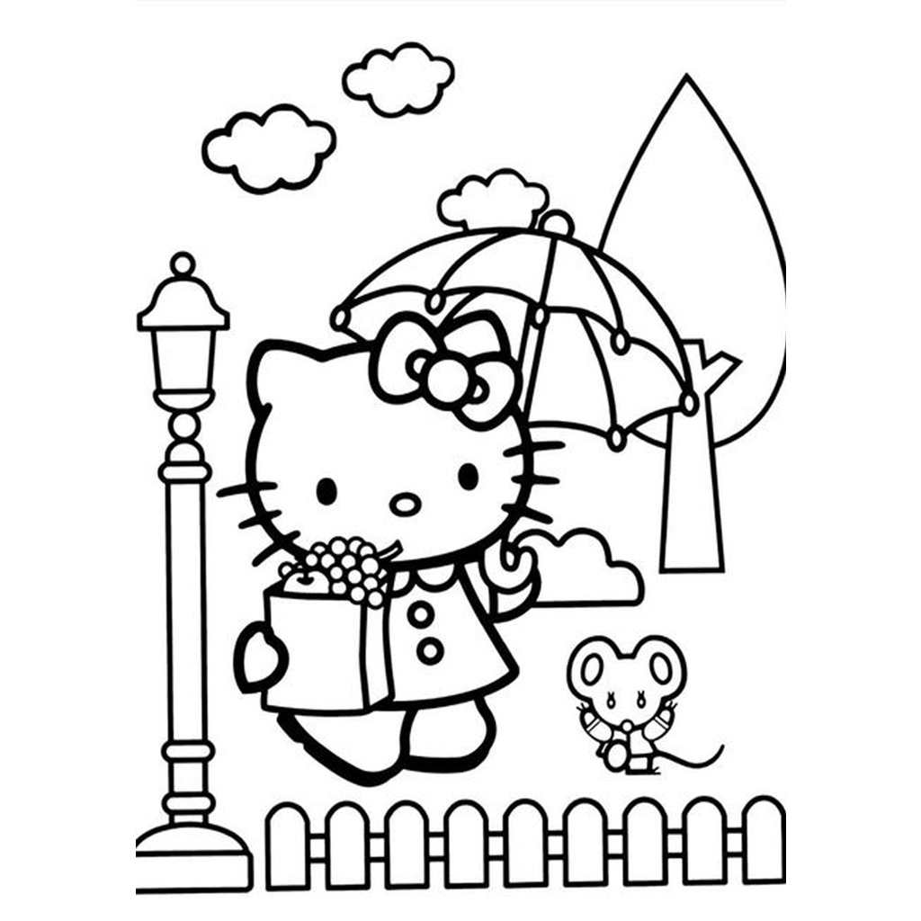 Bộ Tranh tô màu, màu nước KITTY cho bé tập sáng tạo