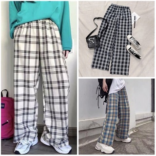 Quần ống rộng caro lưng cao ♥️ Quần ống suông ulzzang - Zinti Store QD011