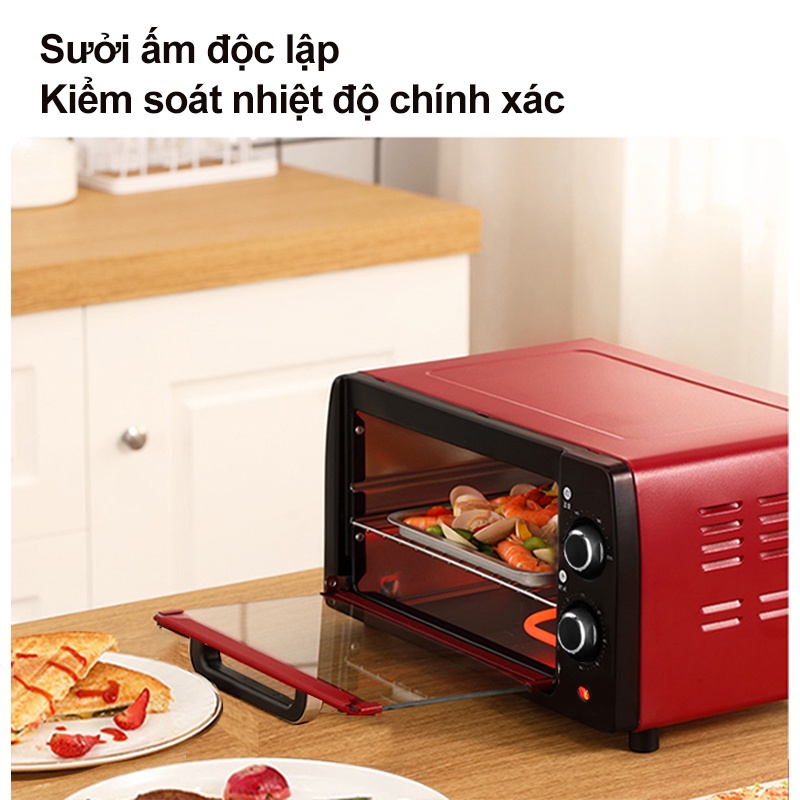 LONGJIU✔Lò nướng điện đa năng Mini  Đa Năng 12L  800w - Bảo hành 12 tháng - Hàng chính hãng-lò nướng bánh