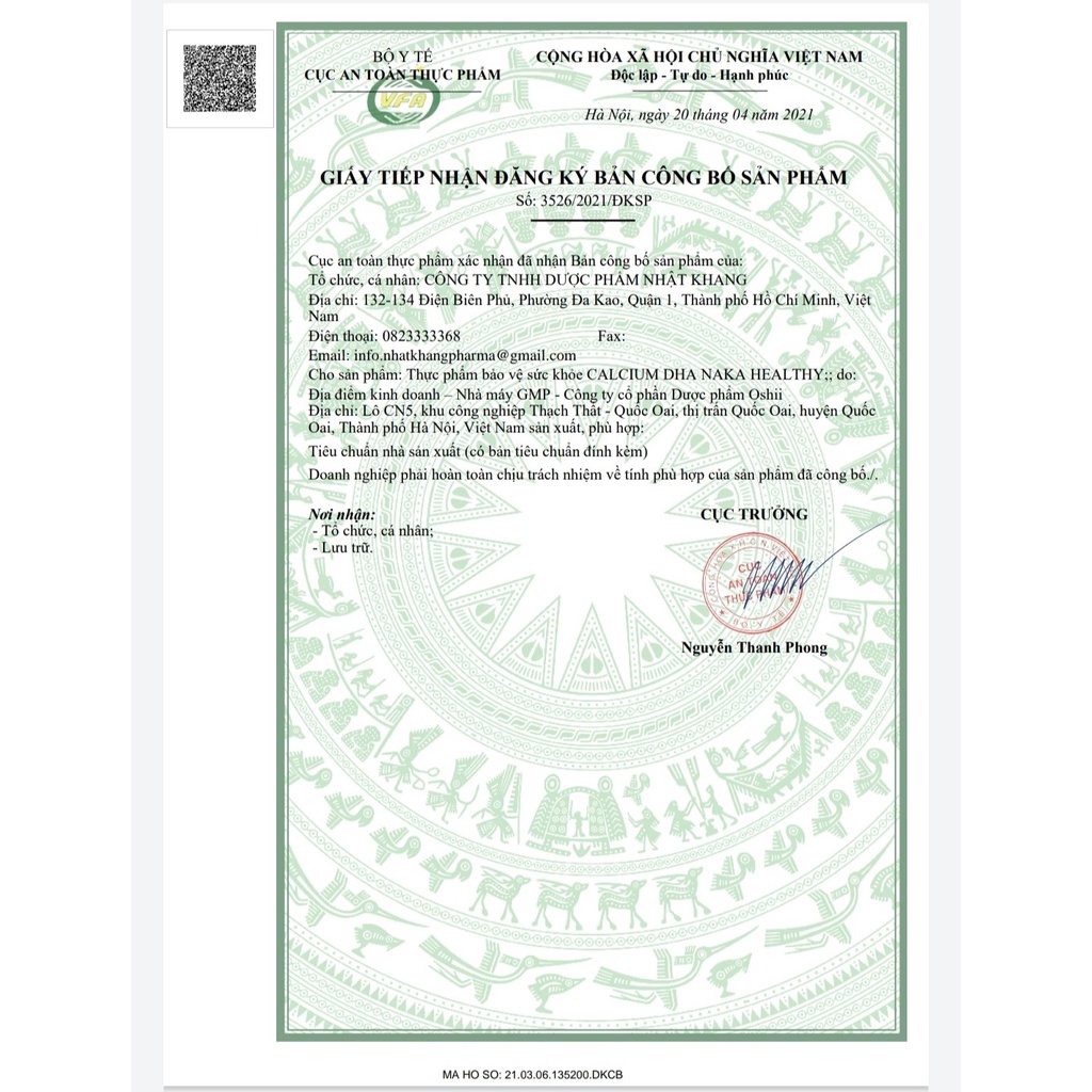 Thực phẩm bảo vệ sức khoẻ CALCIUM DHA NAKA HEALTHY bổ sung canxi cho trẻ, phụ nữ có thai, người loãng xương