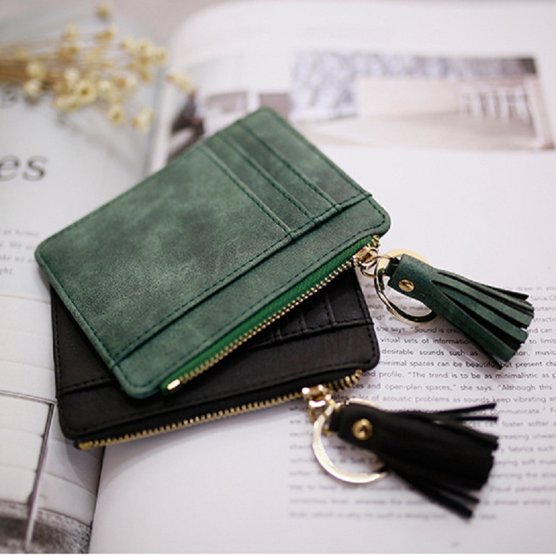 Ví mini đính núm tua đựng thẻ/ tiền xu/ tiền mặt xinh xắn dành cho nữ | BigBuy360 - bigbuy360.vn