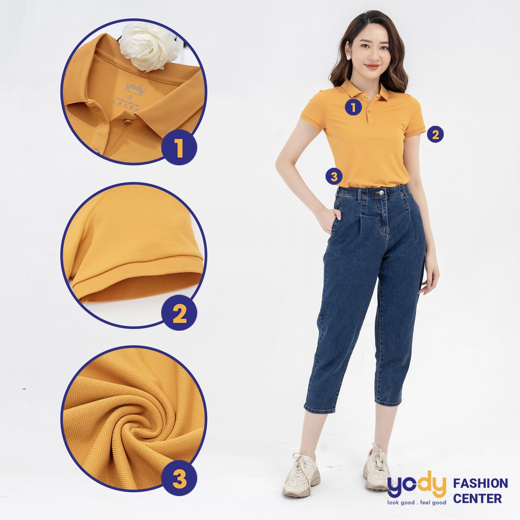 Áo thun polo nữ YODY cổ bẻ sợi cafe trơn nhiều màu APN4388 | BigBuy360 - bigbuy360.vn
