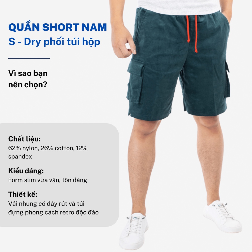 Quần đùi short nam CIZA vải nhung có dây rút túi đựng phong cách trẻ trung độc đáo QSTS17