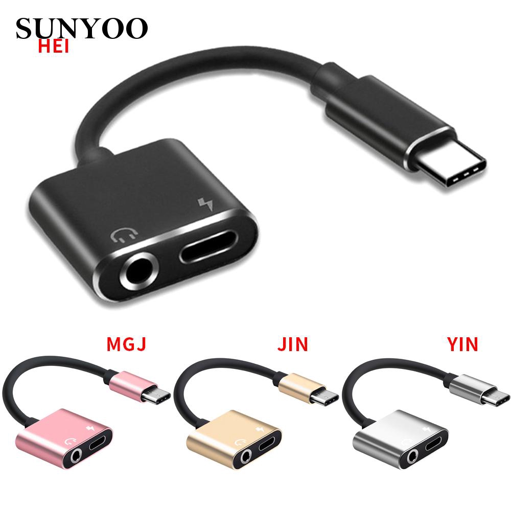 Dây cáp kết nối 2 trong 1 chuyển đổi giác cắm Type-C thành 2 cổng 3.5mm và Type-C dành cho XiaoMi HuaWei