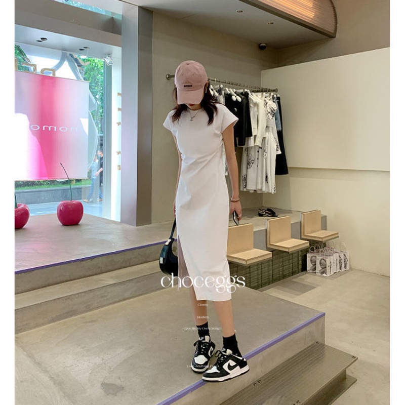Đầm PERTY màu trắng thiết kế xẻ tà phong cách Hàn Quốc thời trang quyến rũ cho nữ