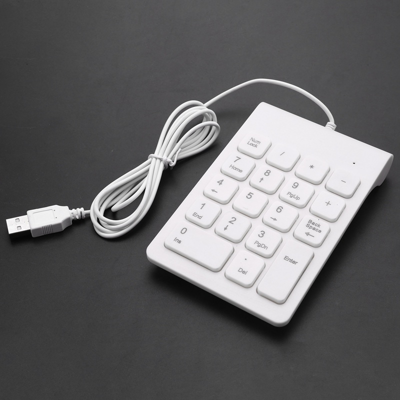 Bàn phím số 18 phím có dây USB mini màu trắng