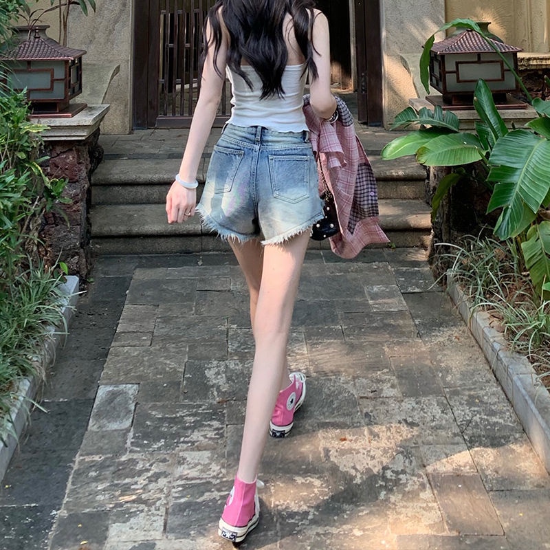Quần Short Denim Cạp Cao Gợi Cảm Thiết Kế Phong Cách Mới Mùa Hè Cho Nữ