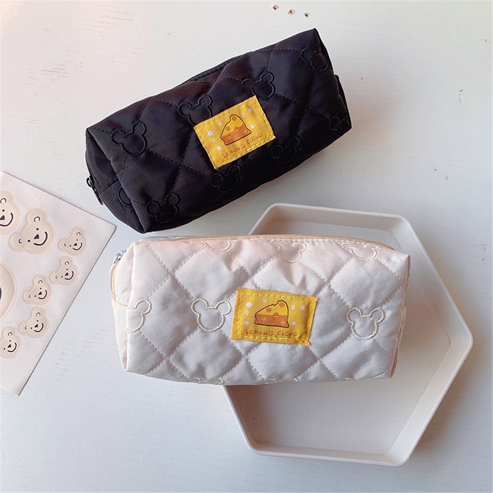 Túi Đựng Đồ Trang Điểm Sức Chứa Lớn Họa Tiết Phô Mai Dễ Thương Cho Học Sinh