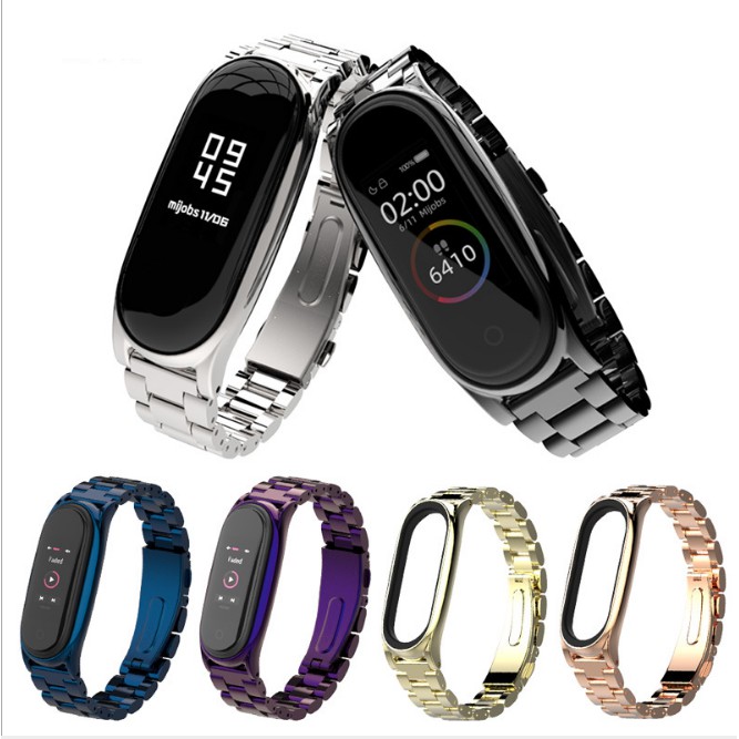 (SẵnVN) Dây đeo kim loại mắt to Mi band 7 / Mi band 5 &amp; 6 Mijobs - Dây đeo chính hãng Mijobs Miband 5 6 3 &amp; 4