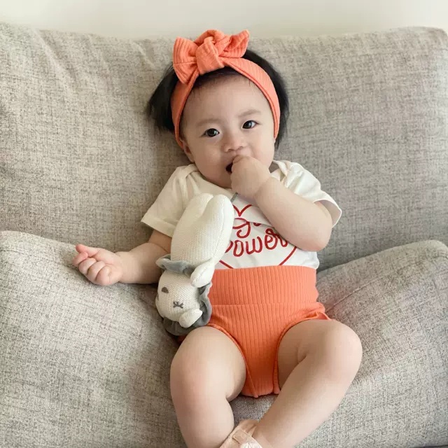 [Kèm Turban] Quần đùi bé gái bé trai chất vải thun gân co dãn cho trẻ từ 3-12kg