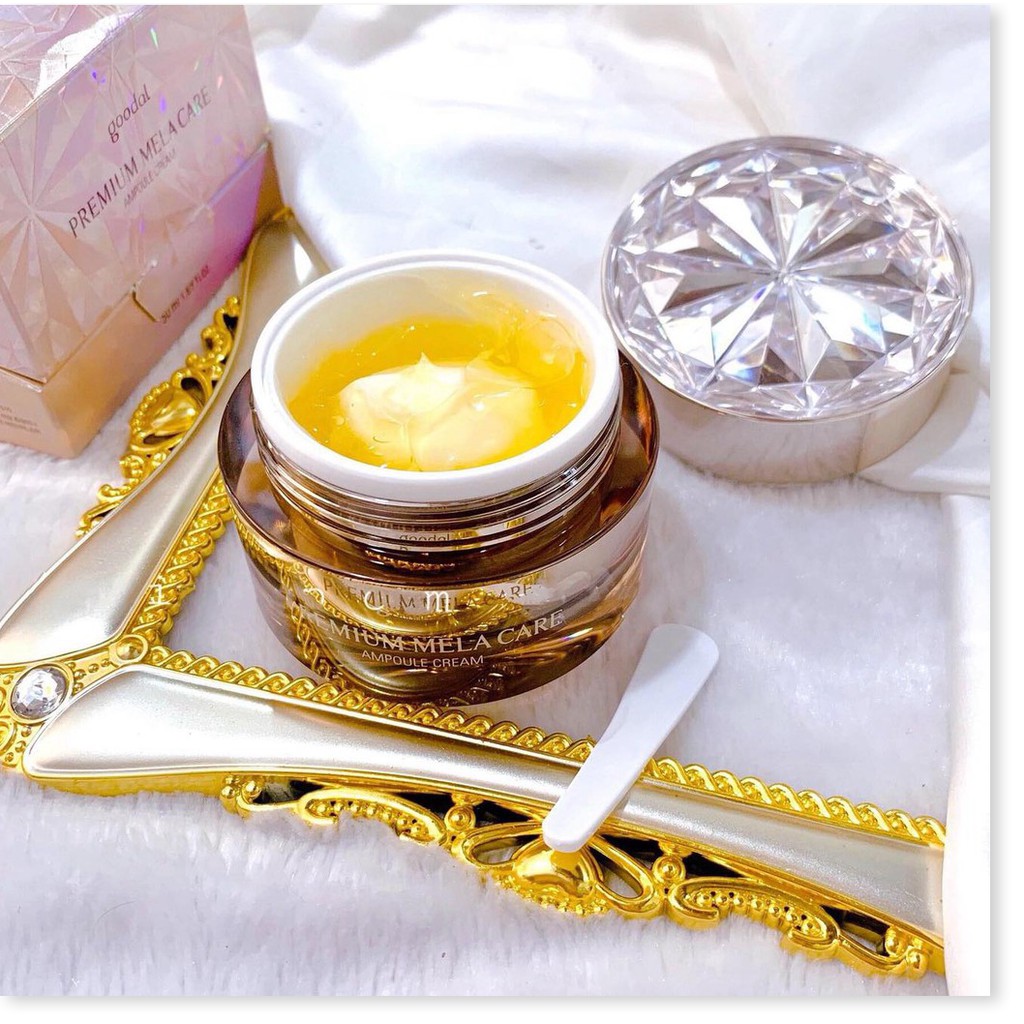 [Mã giảm giá] Kem Dưỡng Ốc Sên Vàng Dưỡng Trắng, Chống Lão Hoá Goodal Premium Mela Care Ampoule Cream 50ml