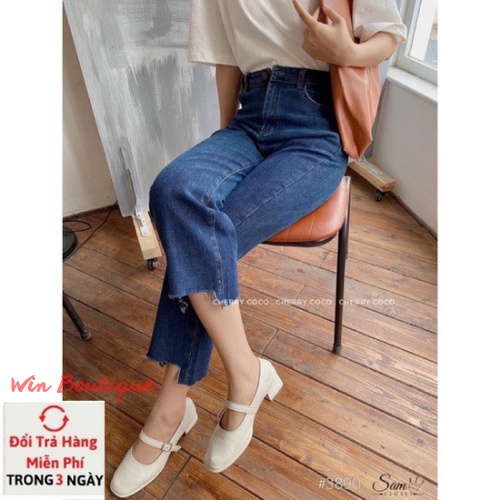 Quần jeans ống đứng cắt gấu chất liệu bò co dãn sẵn 3 màu | WebRaoVat - webraovat.net.vn