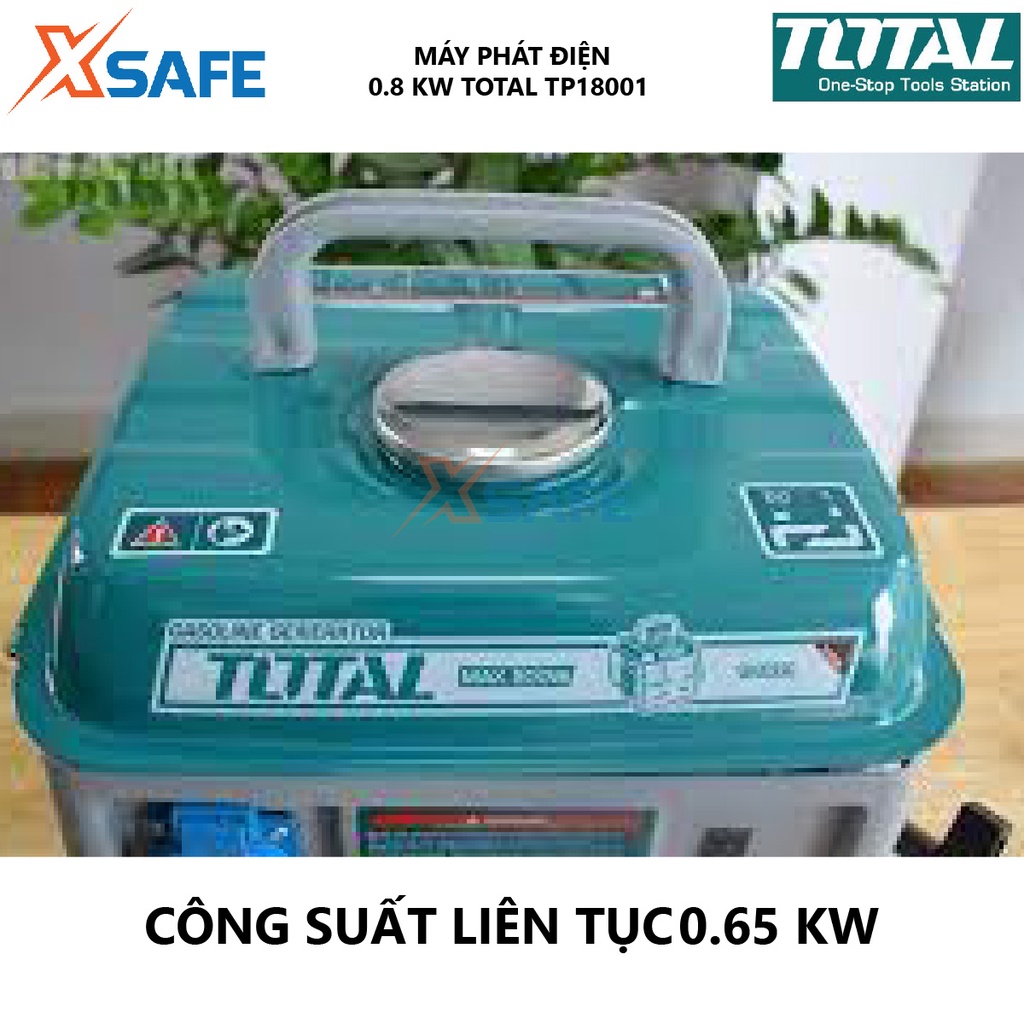 Máy phát điện chạy xăng TOTAL TP18001 động cơ phát điện dùng xăng 26kg Nguồn điện 220V/50Hz/1 pha, động cơ 2 thì