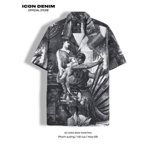 Áo Sơ Mi Tay Ngắn Cổ Vest ICON DENIM B&W Painting SM021005