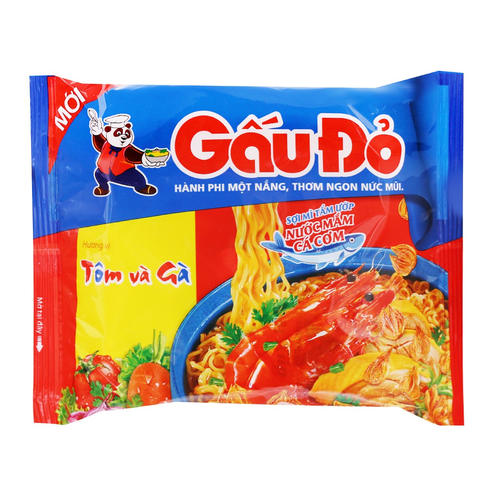 Mì ăn liền Gấu đỏ Tôm và Gà 63g