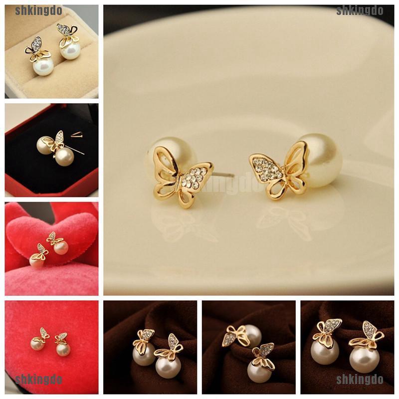 Hoa tai đính ngọc hình bướm xinh xắn lấp lánh