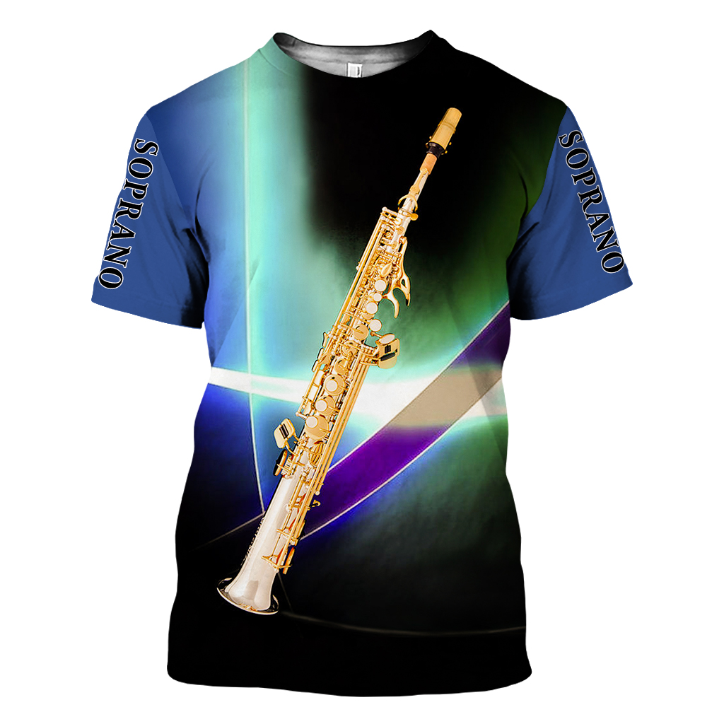 Áo Thun Tay Ngắn In Hình Kèn Saxophone 3d Thời Trang Mùa Hè 2021soprano N0087