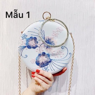 Túi đeo chéo, cầm tay thêu hoa dạng tròn cổ trang lại chanh xả [Order 7-12n] ảnh thật ở cuối