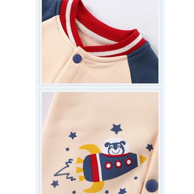 Áo khoác bé trai và bé gái Áo khoác đặt bom in hình dễ thương Áo khoác trẻ em mùa thu và mùa đông