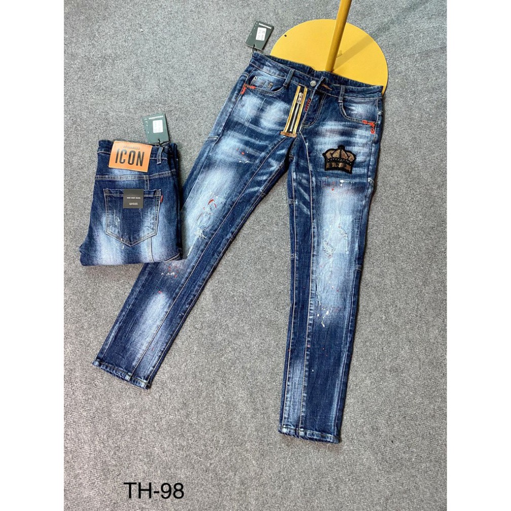 Quần Jean Quần Bò DSQ Huy Hiệu, Khoá Lệch Màu Xanh Hàng Siêu Đẹp | BigBuy360 - bigbuy360.vn