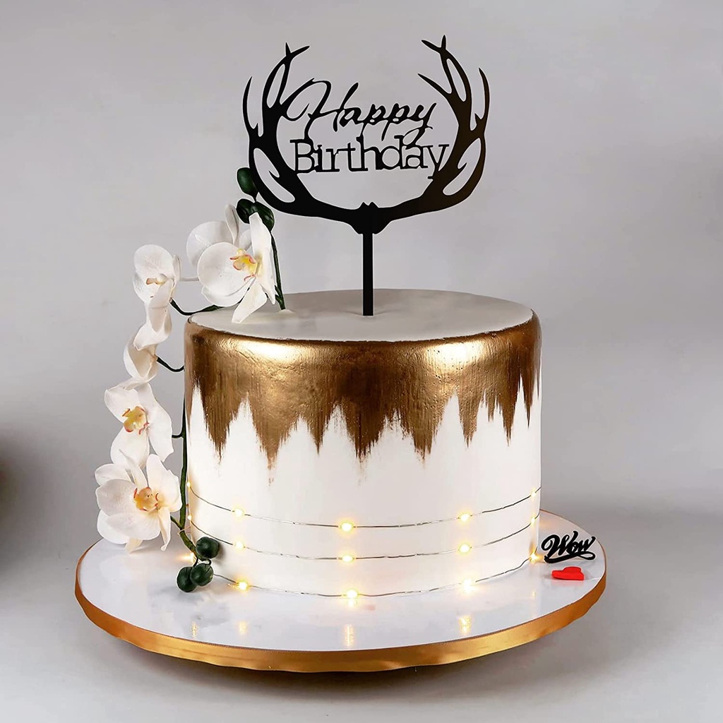 Lưng Bộ Phụ Kiện Cắm Trang Trí Bánh Kem Chữ Happy Birthday Bằng Acrylic