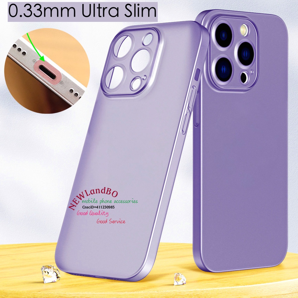 🇰🇷 Ốp Điện Thoại Màu Tím Đậm Siêu Mỏng 0.33mm Cho iphone 15 14 13 12 pro max 14plus 13pro 14pro
