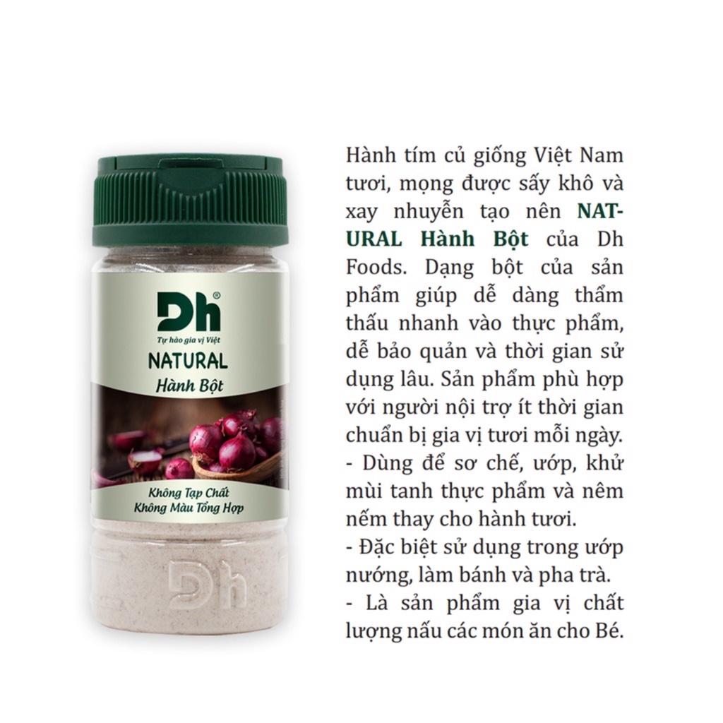 Bột hành Natural Dh Foods gia vị nêm ướp thực phẩm thịt cá thơm ngon 40gr