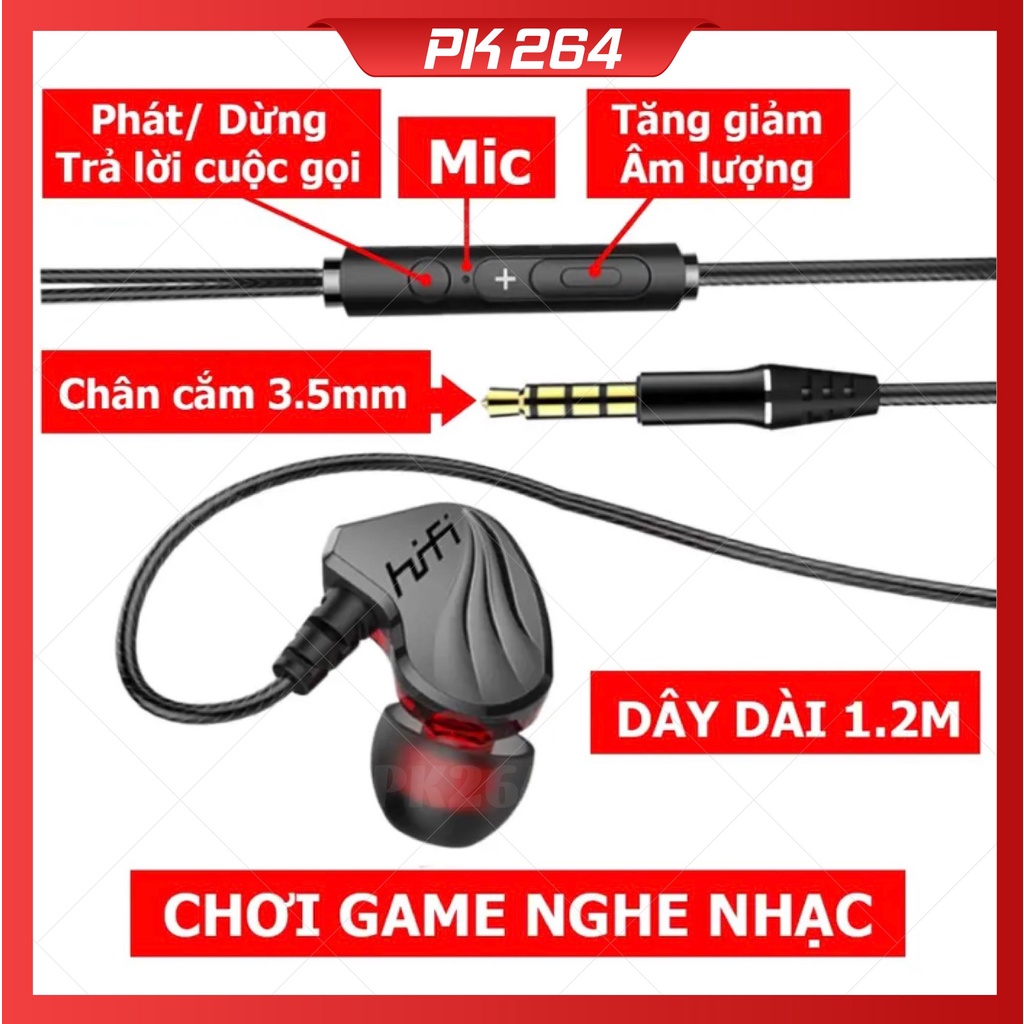 Tai Nghe Nhét Tai HiFi S2000 Pro Super Bass Chống Ồn Cực Tốt, Âm Thanh Khủng, Chơi Game Ngon