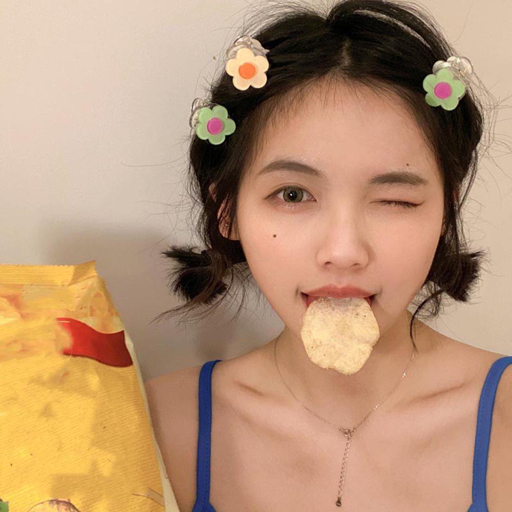 QQMALL Kẹp Tóc Càng Cua Màu Sắc Ngọt Ngào Phong Cách Vintage Cho Nữ