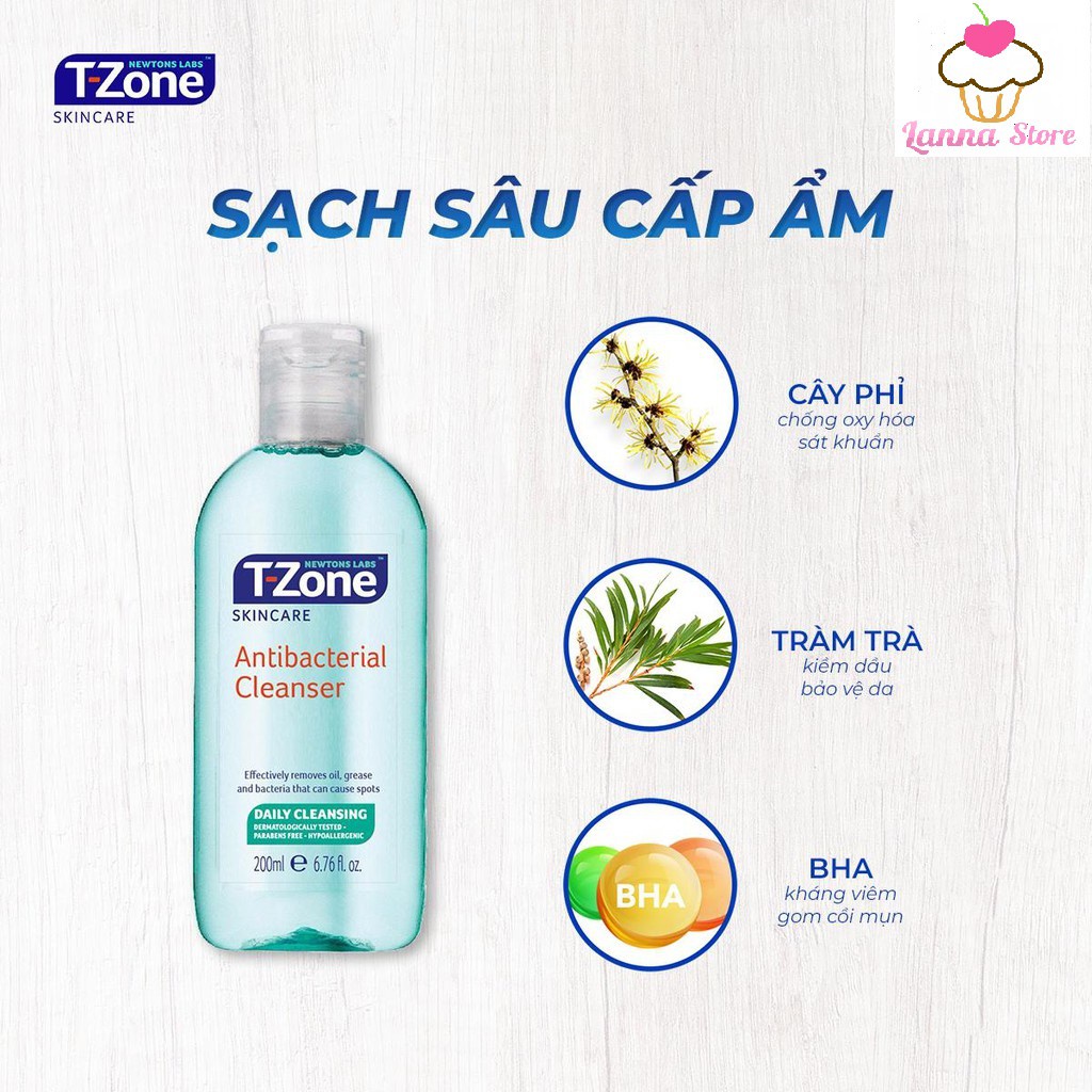 Toner Làm Sạch Cho Da Dầu Mụn T-Zone Clear Pore Antibacterial C 200ml