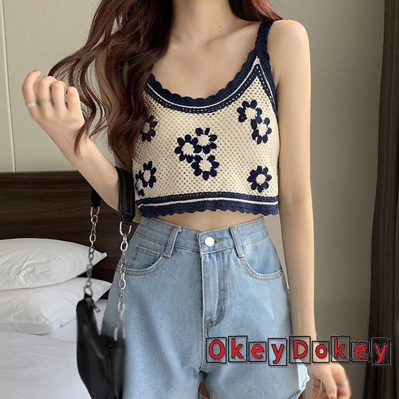 Áo Hai Dây Dệt Kim Thêu Hoa Thời Trang Cho Nữ