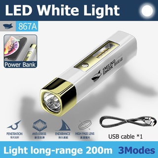 Đèn pin mini LED SMILING SHARK 867A USB có thể sạc lại 4 chế độ không thấm nước để đi bộ đường dài cắm trại ngoài trời