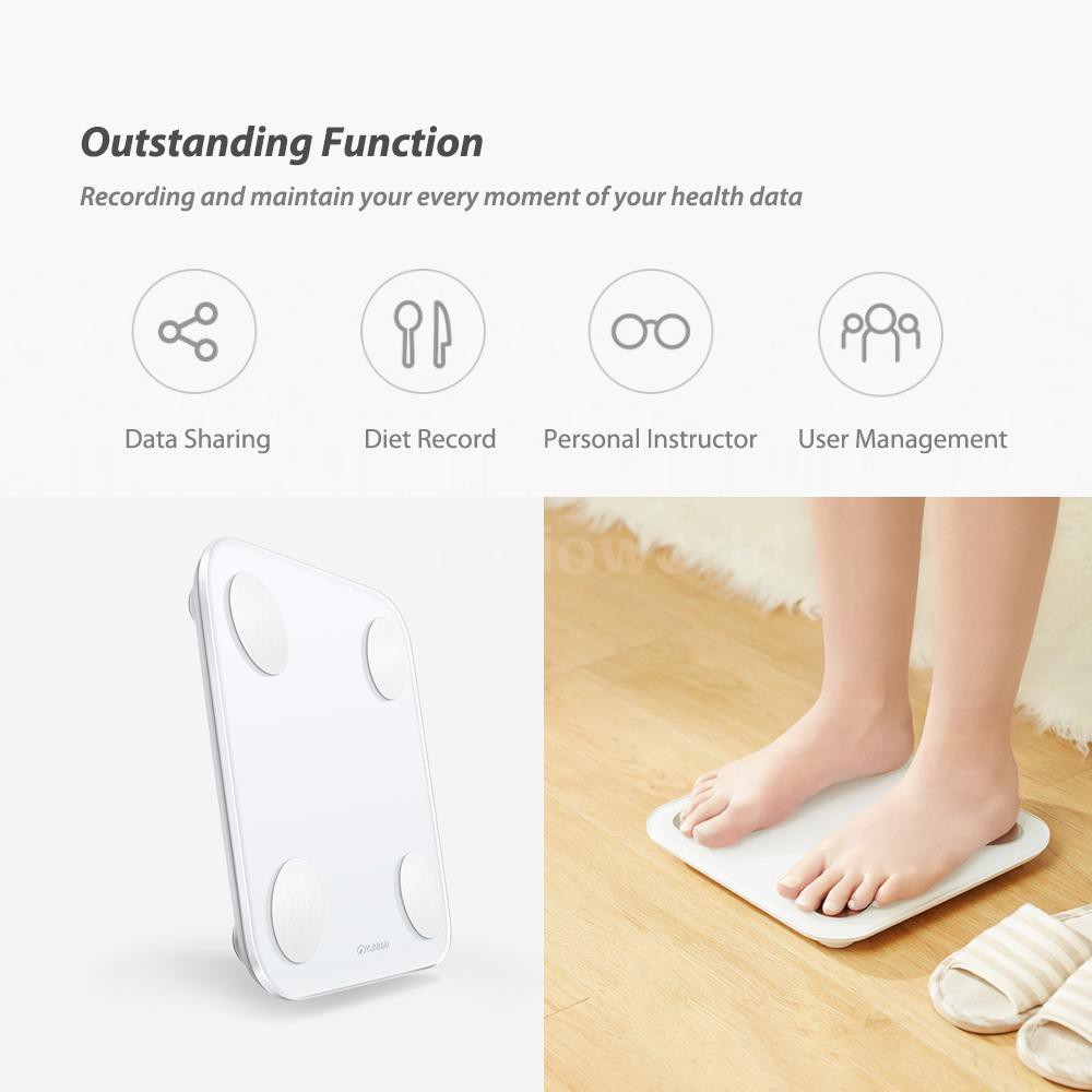 AIDO♦Xiaomi YUNMAI Mini 2 Smart Body Scale Balance Fat Weight Scales APP Control LED Digital Display