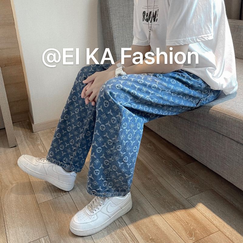 Quần Jeans Ống Đứng In Họa Tiết Phong Cách Hàn Quốc Size (M-L) Cho Nam Quần lv quần lv ống rộng | BigBuy360 - bigbuy360.vn