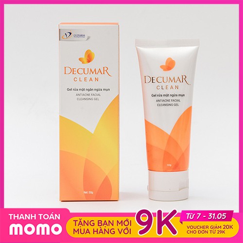 Sữa rửa mặt dạng Gel Decumar Clean 50gr ngừa mụn sáng da hoàn toàn thiên nhiên