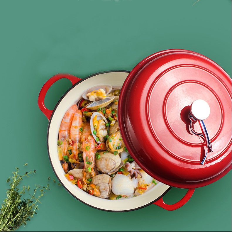 Nồi Chảo Gang Phủ Gốm Tráng Men Cao Cấp CROFTON Aldi Đức Size 30cm 5Quart 4.4 Lít Dutch Oven Dùng Được Bếp Từ