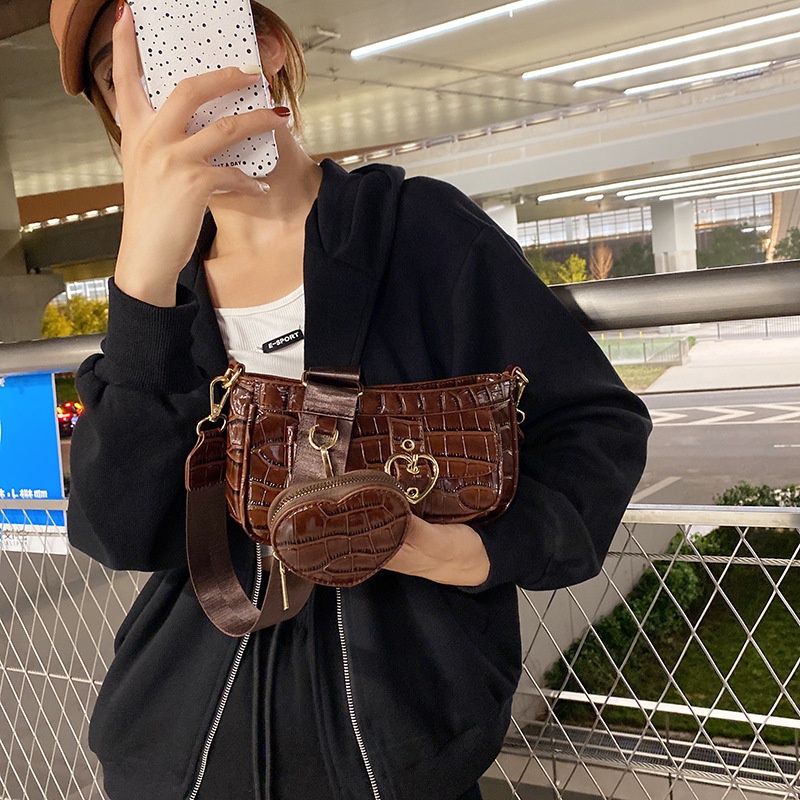 Túi Xách Đeo Vai / Kẹp Nách Họa Tiết Da Cá Sấu Thời Trang 2021 Dành Cho Nữ