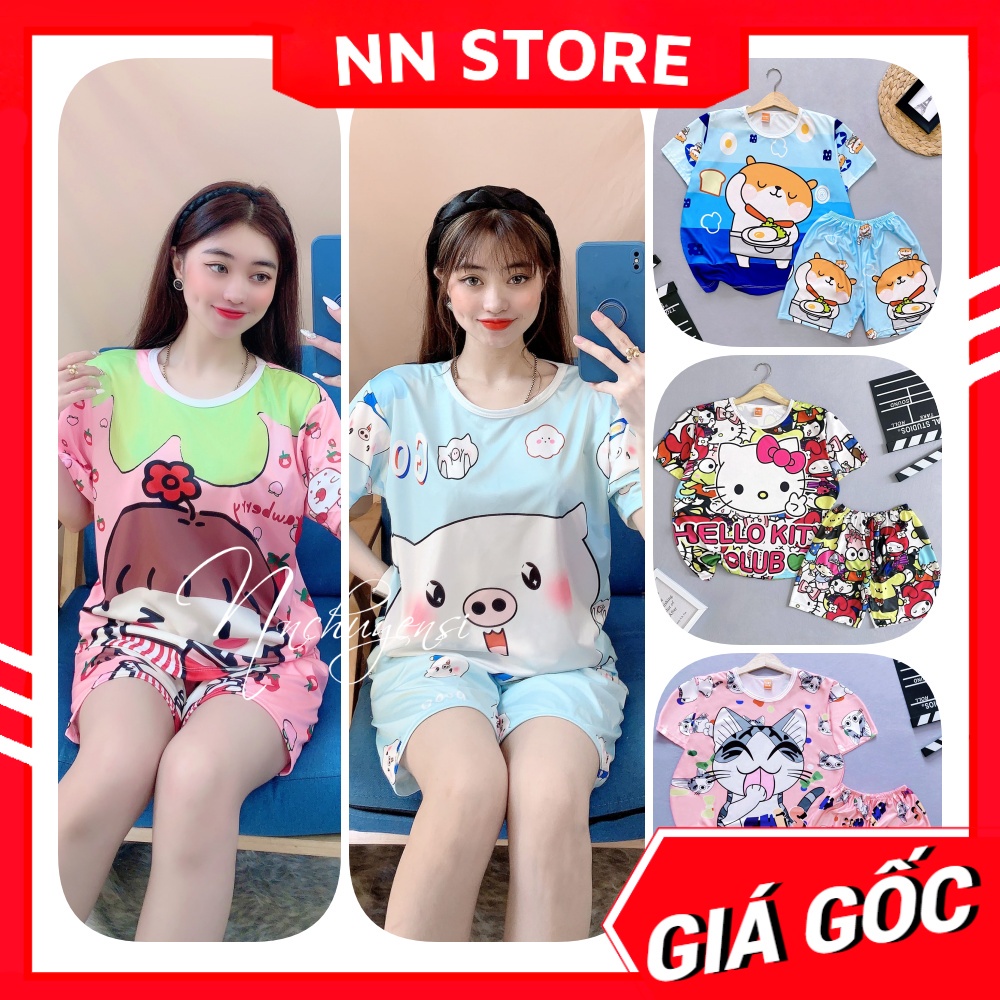 Đồ bộ Unisex thun 3D phom rộng chất thun mềm mát size dưới 70kg in hình doremonheo gấu dễ thương DBRBD SIZE XL