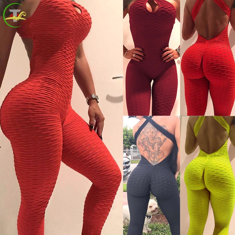TG Women Halter Jumpsuits Lifting Hips Sleeveless Slim Fit Female Fitness Bodysuit @vn | BigBuy360 - bigbuy360.vn