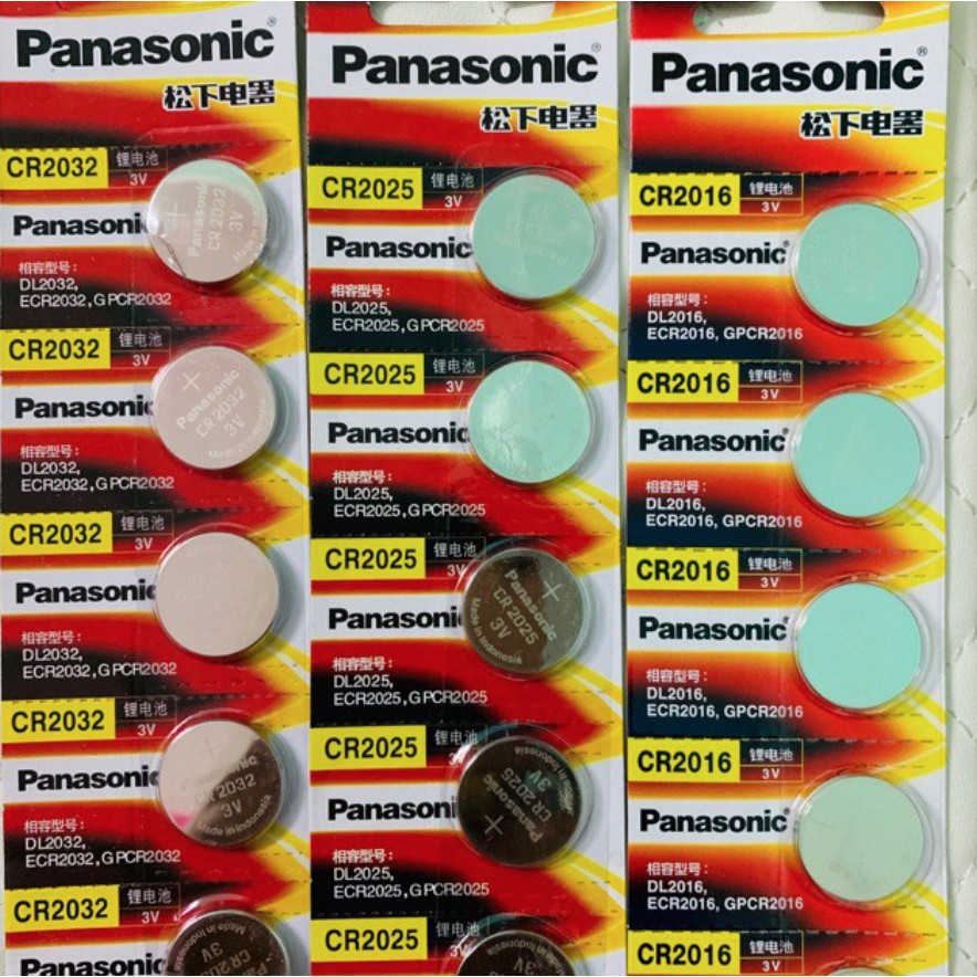 combo Vỉ 5 viên Pin Cúc Áo Panasonic CR2032, CR2016, CR2025, CR1632, CR2450 3V Lithium