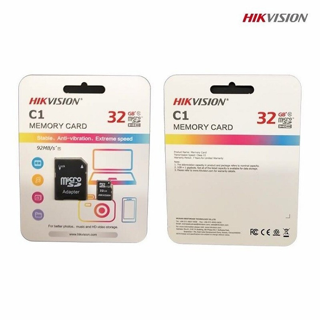 Thẻ Nhớ Micro SD 32GB HikVision Kèm áo thẻ - Thẻ Chuyên Camera Chính Hãng