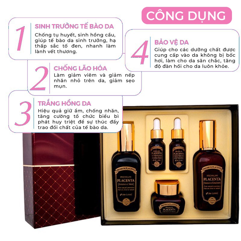 Bộ dưỡng da chống lão hóa tinh chất Nhau Thai Cừu 3W CLINIC Hàn Quốc [Cam Kết Hàng Chính Hãng]
