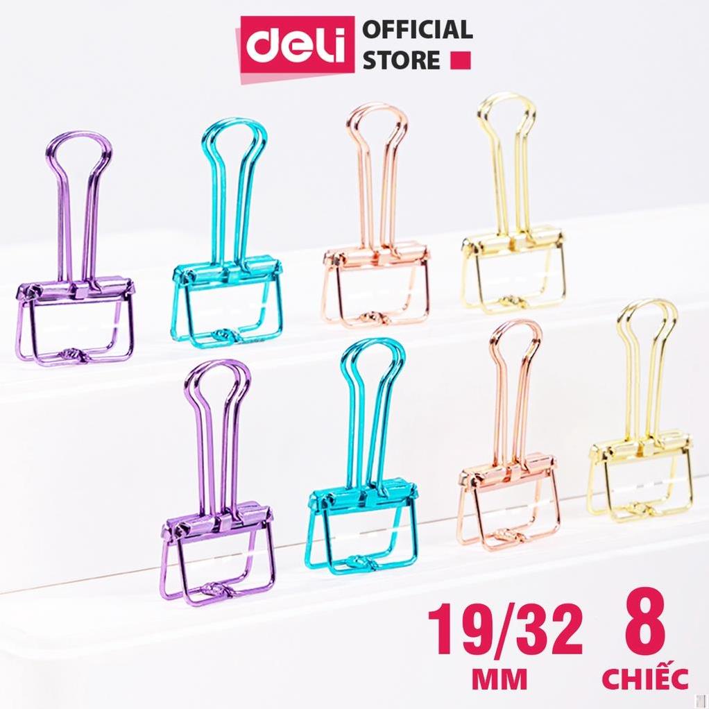 Kẹp bướm văn phòng nhiều màu DELI - Dùng cho tài liệu giấy tờ - mạ vàng hồng 78206/78207 - Deli